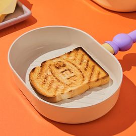 [BETTER FINGER] Neoflam Macaroon Color Cast Aluminum Oval Grillpan 10 inch Induction (IH) No Lid – All-Heat Compatible, Healthy Ceramic Coating - Made in Korea